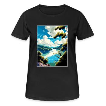 Donau Fluss Europa Vintage Reiseplakat Souvenir - Frauen T-Shirt atmungsaktiv - Schwarz - Vorne - AI Model Female 172 light (172cm)