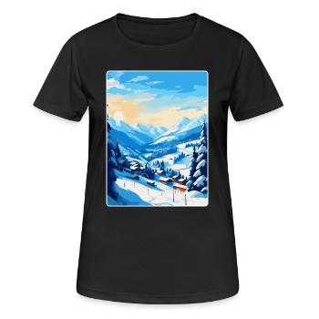 Saalbach Autriche Affiche de voyage vintage souvenir - T-shirt respirant Femme - noir - Devant - AI Model Female 172 light (172cm)