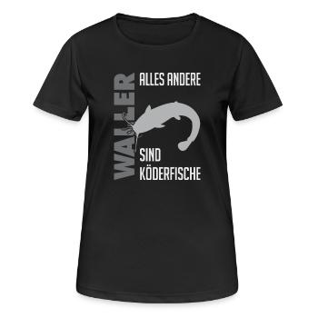 Wels fischen Kampf mit dem starken Wels - Frauen T-Shirt atmungsaktiv - Schwarz - Vorne - AI Model Female 172 light (172cm)