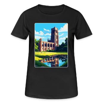 Fountains Abbey North Yorkshire Reiseposter WPA - Frauen T-Shirt atmungsaktiv - Schwarz - Vorne - AI Model Female 172 light (172cm)
