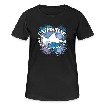 Silhouette de poisson-chat Wels Waller et taches de couleur - T-shirt respirant Femme - noir - Devant - AI Model Female 172 light (172cm)