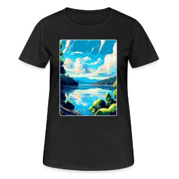 Donau Europa Vintage Reiseplakat Souvenir - Frauen T-Shirt atmungsaktiv - Schwarz - Vorne - AI Model Female 172 light (172cm)