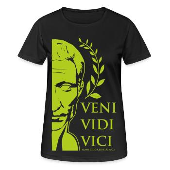 GRÜNER CAESAR - Frauen T-Shirt atmungsaktiv - Schwarz - Vorne - AI Model Female 172 light (172cm)