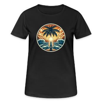 Logo du surfeur - T-shirt respirant Femme - noir - Devant - AI Model Female 172 light (172cm)