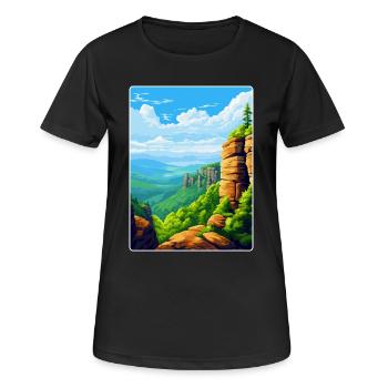Elbe Sandstone Mountains Germany Travel Poster WPA - Women's Breathable T-Shirt - black - Front - AI Model Female 172 light (172cm)