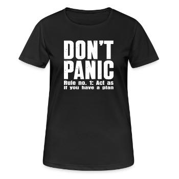 Keine Panik – Vertraulichkeitsmodus: EIN - Frauen T-Shirt atmungsaktiv - Schwarz - Vorne - AI Model Female 172 light (172cm)