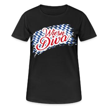 Wiesen Diva - Frauen T-Shirt atmungsaktiv - Schwarz - Vorne - AI Model Female 172 light (172cm)