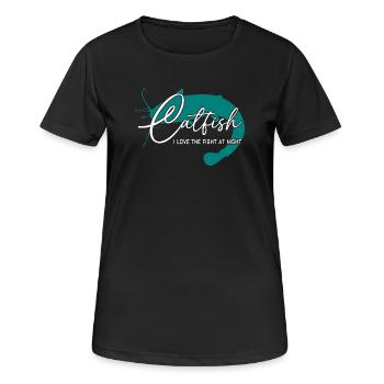 Wels Waller angeln Sportfischen Flussmonster - Frauen T-Shirt atmungsaktiv - Schwarz - Vorne - AI Model Female 172 light (172cm)