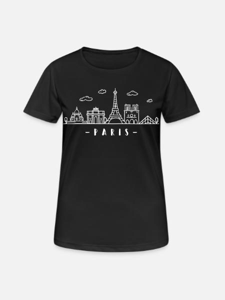 Paris France Capital Skyline Tour Eiffel - T-shirt respirant Femme - noir
