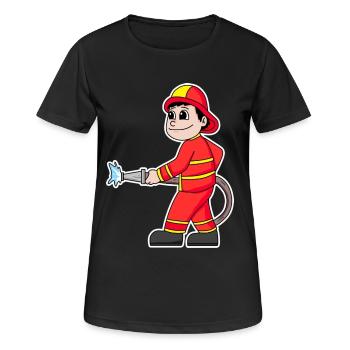 Feuerwehrmann - Frauen T-Shirt atmungsaktiv - Schwarz - Vorne - AI Model Female 172 light (172cm)
