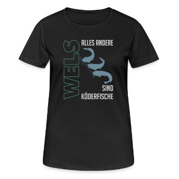 Wels angeln Waller fischen Sportfischen auf Wels - Frauen T-Shirt atmungsaktiv - Schwarz - Vorne - AI Model Female 172 light (172cm)