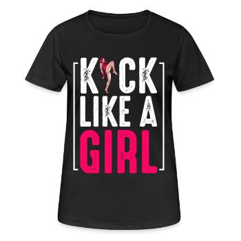 Kickboxing - Frauen T-Shirt atmungsaktiv - Schwarz - Vorne - AI Model Female 172 light (172cm)