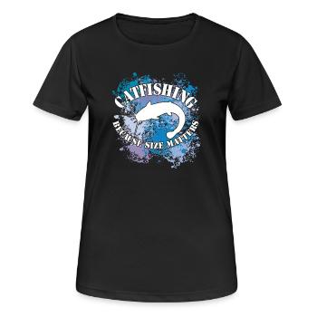 Wels Waller fischen Wels auf Farbklecksen - Frauen T-Shirt atmungsaktiv - Schwarz - Vorne - AI Model Female 172 light (172cm)