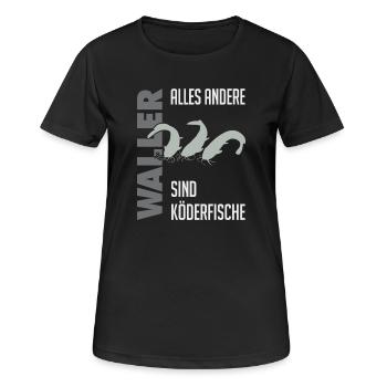 Wels fischen Kampf mit dem starken Wels - Frauen T-Shirt atmungsaktiv - Schwarz - Vorne - AI Model Female 172 light (172cm)