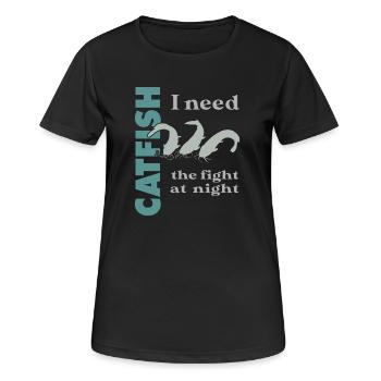 Wels fischen Kampf mit dem starken Wels - Frauen T-Shirt atmungsaktiv - Schwarz - Vorne - AI Model Female 172 light (172cm)