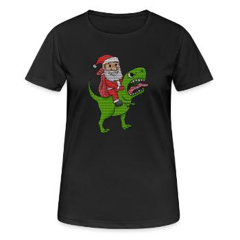 Weihnachten Dinosaurier Ugly Christmas Effekt - Frauen T-Shirt atmungsaktiv - Schwarz - Vorne - AI Model Female 172 light (172cm)