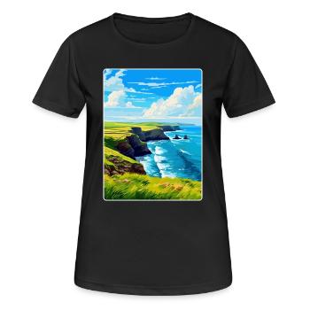 Péninsule de lézard, Cornouailles, Angleterre, Royaume-Uni, Affiche de voyage - T-shirt respirant Femme - noir - Devant - AI Model Female 172 light (172cm)