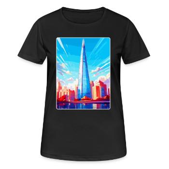 The Shard England Uk Reiseposter Souvenir WPA - Frauen T-Shirt atmungsaktiv - Schwarz - Vorne - AI Model Female 172 light (172cm)