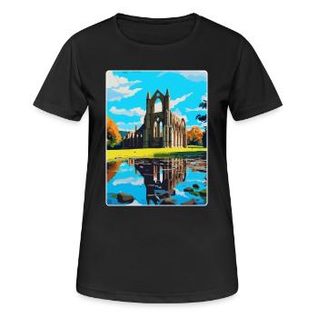Bolton Abbey England Uk Reise Poster Souvenir WPA - Frauen T-Shirt atmungsaktiv - Schwarz - Vorne - AI Model Female 172 light (172cm)