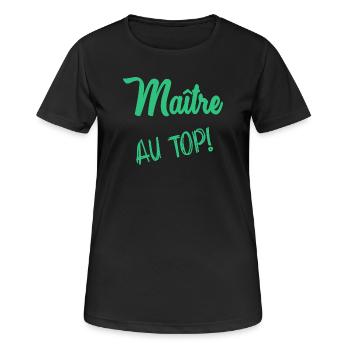 MAÎTRE. MERCI. MERCI MAÎTRE. MAITRE. CADEAU MAÎTRE - T-shirt respirant Femme - noir - Devant - AI Model Female 172 light (172cm)