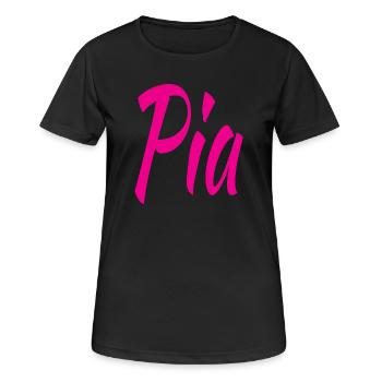 Pia Neon Script auf Schwarz - Frauen T-Shirt atmungsaktiv - Schwarz - Vorne - AI Model Female 172 light (172cm)