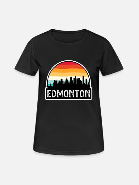 Edmonton Kanada Flagge Skyline Reisesouvenir - Frauen T-Shirt atmungsaktiv - Schwarz