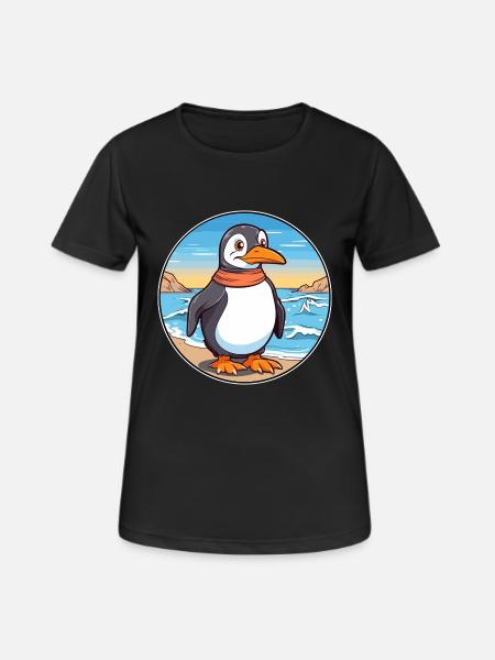 Pinguin Aquarell Cartoon Kawaii Clipart Tier - Frauen T-Shirt atmungsaktiv - Schwarz