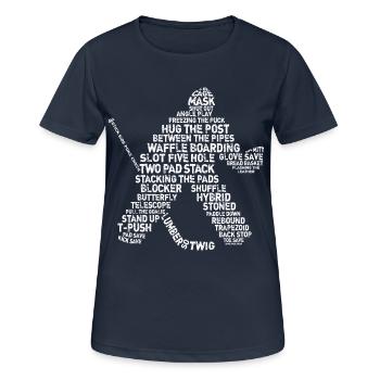 Word Art Hockey Goalie - Women's Breathable T-Shirt - dark navy - Front - AI Model Female 172 light (172cm)