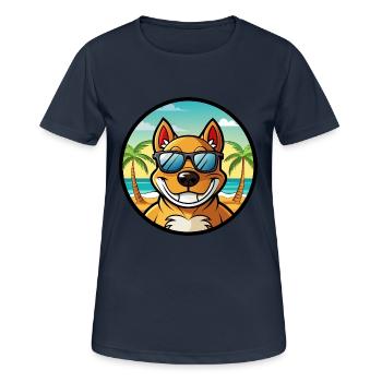 Cordoue Chien De Combat Race Dessin Animé Lunettes De Soleil Plage - T-shirt respirant Femme - bleu marine foncé - Devant - AI Model Female 172 light (172cm)