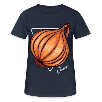 Trendy Onion Cool Gemüse Zwiebeln - Frauen T-Shirt atmungsaktiv - Dunkelnavy - Vorne - AI Model Female 172 light (172cm)