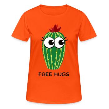 free hugs cactus - Frauen T-Shirt atmungsaktiv - Neonorange - Vorne - AI Model Female 172 dark (172cm)