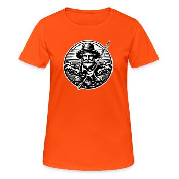 Logo du pêcheur - T-shirt respirant Femme - orange néon - Devant - AI Model Female 172 dark (172cm)
