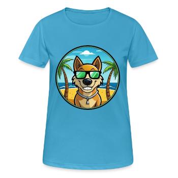 Alano Español Hunderasse Cartoon Sonnenbrille Strand - Frauen T-Shirt atmungsaktiv - Saphirblau - Vorne - AI Model Female 172 dark (172cm)