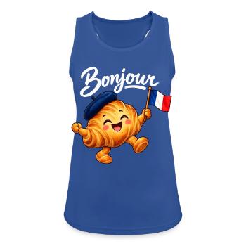 Cute French Croissant Bonjour Paris - Frauen Tank Top atmungsaktiv - Royalblau - Vorne - Zoe (177cm)