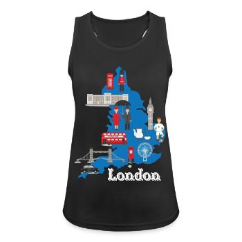 London Is Always A Good Idea UK GB - Frauen Tank Top atmungsaktiv - Schwarz - Vorne - Zoe (177cm)