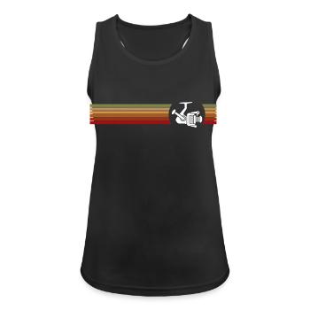 Retro Angeln Grafik mit einer Spinnrolle Design - Frauen Tank Top atmungsaktiv - Schwarz - Vorne - Zoe (177cm)