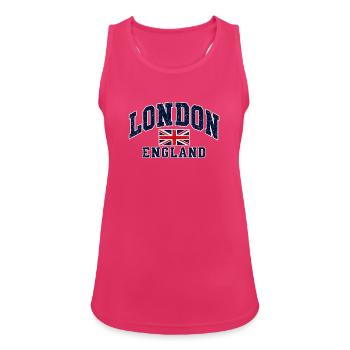 London - England - Union Jack - Vintage - Frauen Tank Top atmungsaktiv - Fuchsia - Vorne - Zoe (177cm)