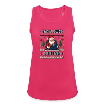 Santa Loves Coding – Pixel Ugly Sweater Look - Frauen Tank Top atmungsaktiv - Fuchsia - Vorne - Zoe (177cm)