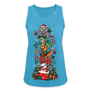 Funny Christmas T-Rex Santa Elf Snowman - Frauen Tank Top atmungsaktiv - Saphirblau - Vorne - Zoe (177cm)