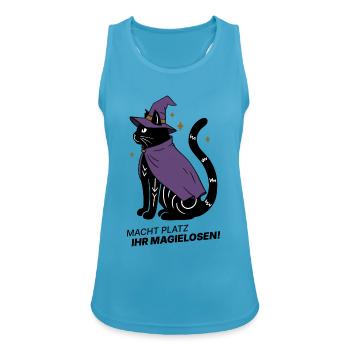 Macht Platz ihr Magielosen! – Schwarze Katze Hexe - Frauen Tank Top atmungsaktiv - Saphirblau - Vorne - Zoe (177cm)