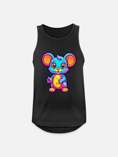 Maus buntes Aquarell Cartoon Kawaii Tier - Männer Tank Top atmungsaktiv - Schwarz