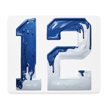 NON. 12 NUMÉRO 12 BLEU BLANC 12E ANNIVERSAIRE - Tapis de souris (format paysage) - blanc - Devant