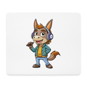 Esel Lustige Cartoon Figur Kopfhörer Musik - Mousepad (Querformat) - Weiß - Vorne