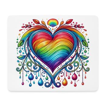 Coeur arc-en-ciel - Tapis de souris (format paysage) - blanc - Devant