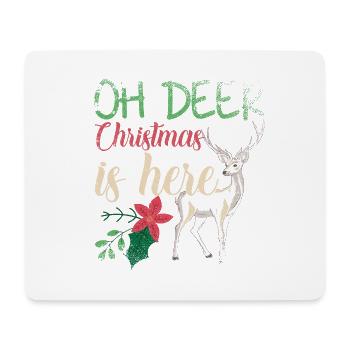 Oh Deer Christmas Is Here Vintage Xmas Hirsch - Mousepad (Querformat) - Weiß - Vorne