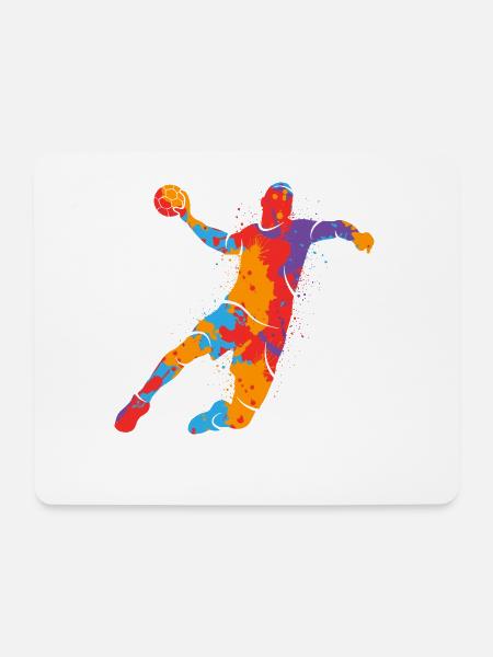 Handballspieler bunt Handballer Jungen Handball - Mousepad (Querformat) - Weiß