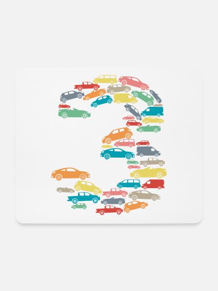 3.Geburtstag Kindergeburtstag 3 Jahre Alt Autos - Mousepad (Querformat) - Weiß