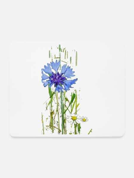 Kornblumen und Gänseblümchen Muster - Mousepad (Querformat) - Weiß