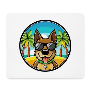 Deutsche Bracke Hunderasse Cartoon Sonnenbrille Strand - Mousepad (Querformat) - Weiß - Vorne