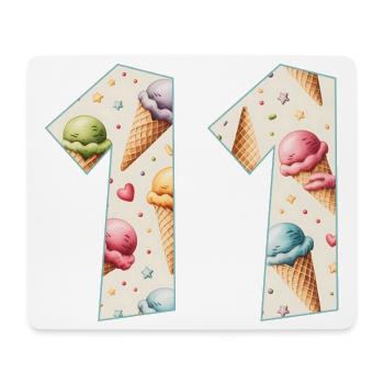 EISCREME NUMMER 11 JAHRE EIS 11. GEBURTSTAG - Mousepad (Querformat) - Weiß - Vorne